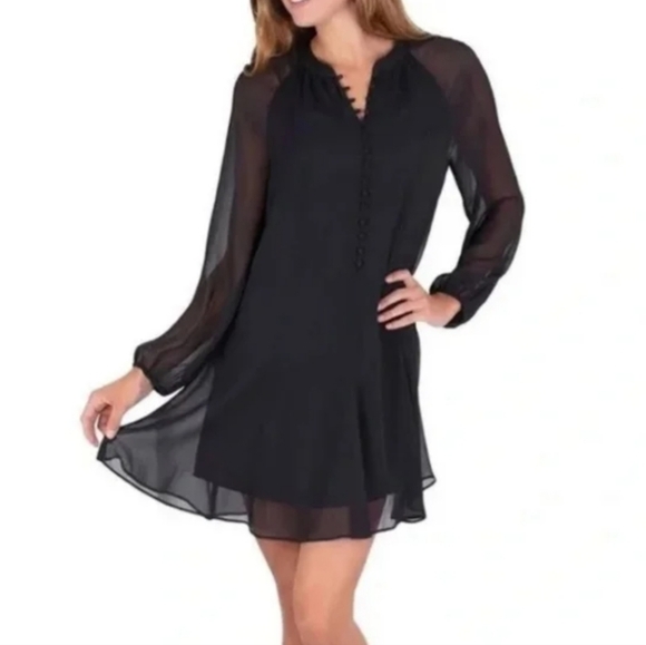NWT Joie Balloon Elegant Black Chiffon Dress - Picture 1 of 10